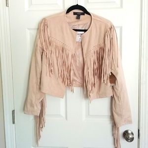 Beige fringe jacket
